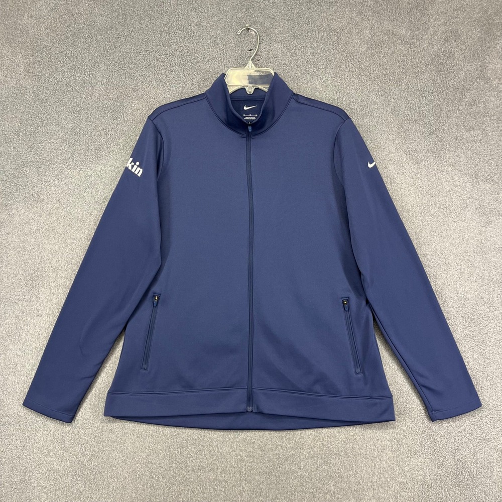 Nike Jacket Mens XL Navy Blue Akin Logo Therma-FIT Fleece Mock Neck Full Zip